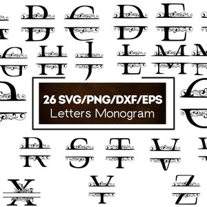 Split Monogram svg, Family Sign svg, Split Letter Cut Files, Wedding Monogram svg, Family Monogram, Digital Download, 26 Files (SVG/DXF/PNG)