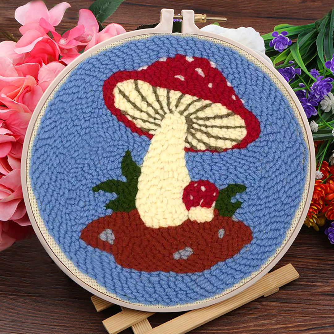 Punch Needle Embroidery Kits Beginner Mushroom Punch Needle Etsy