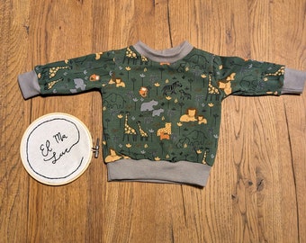 Sweatshirt aus Jerseystoff mit Bündchen für Babys und Kinder mit wilden Tieren - Safari