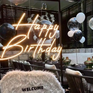 Alles Gute zum Geburtstag LED Neon Schild | Personalisierte Geburtstagsfeier benutzerdefinierte Leuchtreklamen | Event Dekor