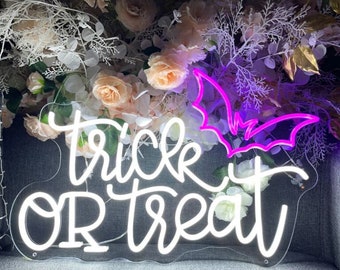 Trick or Treat LED Neon Sign: Halloween Party Decor