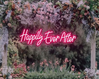 Happily Ever After LED Neon Sign | Personalized Custom Wedding Neon Signs | Party | Event Decor