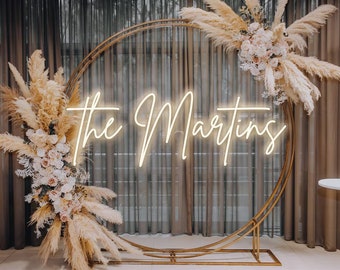 Custom Family Name Neon Sign: Boho Wedding Decor