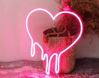 Melting Heart LED Neon Sign: Custom Dripping Love Decor