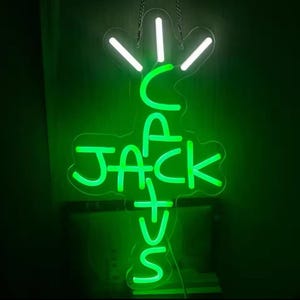 Cactus Jack Insegna al neon/Luce al neon da parete/Luce al neon artistica per Rap Talking West Coast/Insegna al neon appesa illuminata/Insegna al neon personalizzata/Decorazione per camera da letto