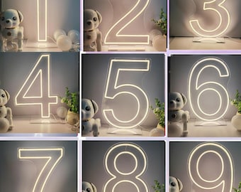 Niestandardowy neon LED z numerem: dekoracja na przyjęcie urodzinowe