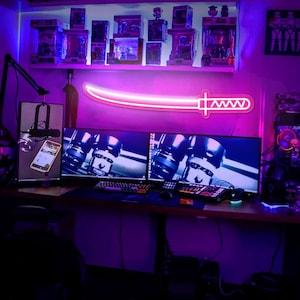 Katana LED Neon Sign/Anime Room Sign/Giapponese Neon Wall Art Game Room/Regalo per Lui/Decorazione della parete della camera da letto