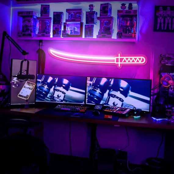 Katana LED Neon Sign: Japanese Anime Room Decor - Etsy