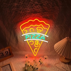 Custom Pizza LED Neon Sign: Fast Food Restaurant Logo Light