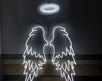 Niestandardowy neon LED ze skrzydłami anioła: dekoracja artystyczna na imprezę