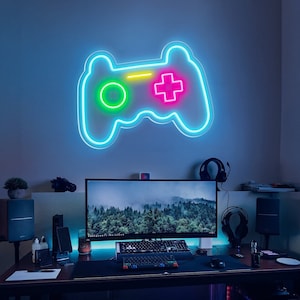 Controller per game pad Insegna al neon LED / Insegna stanza anime / Gioco giapponese Neon Wall Art Sala giochi / Sala giochi / Decorazione murale camera da letto per bambini