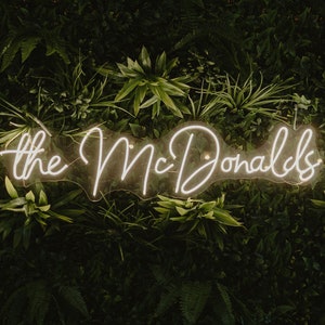 Custom Family Name LED Neon Sign: Wedding Wall Decor
