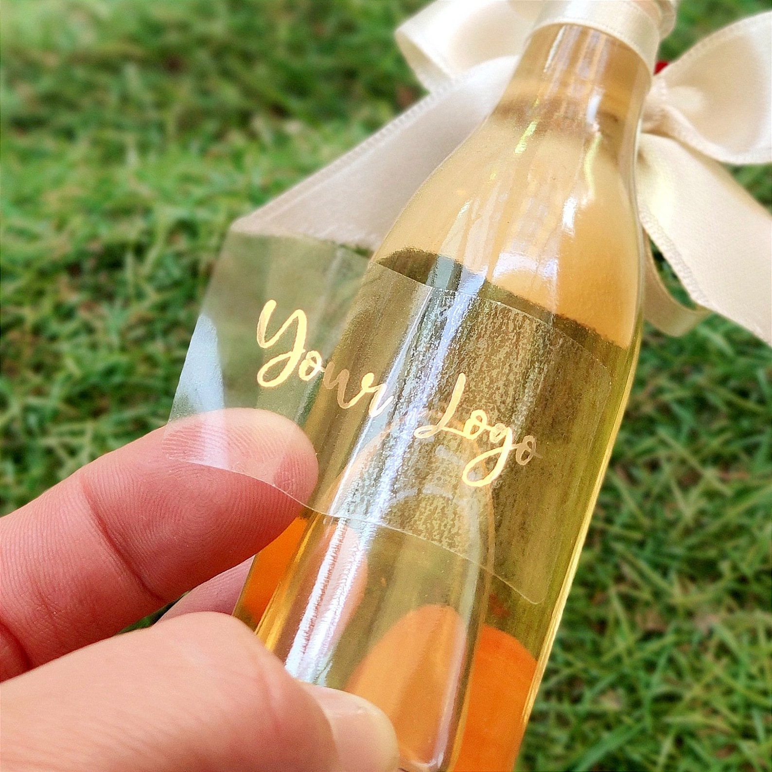 Custom Foil Sticker, Clear Logo Custom Sticker in Gold, Clear Custom