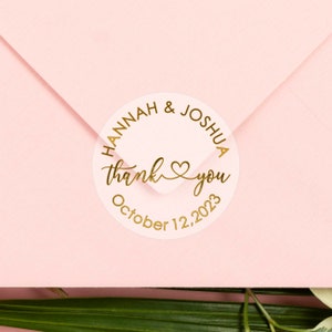 Wedding Thank You Stickers Personalized Wedding Favor Labels Custom Envelope Seals Bridal Shower Favor Stickers Gold Foil Custom Stickers