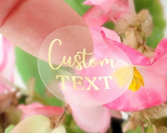 Custom Gold Foil Stickers: Clear Business Logo, Wedding Labels
