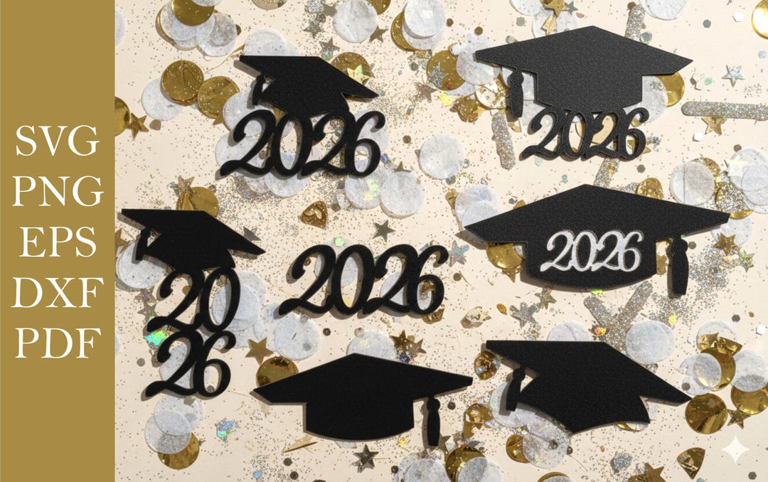 Graduation Cap Svg Set | 7 Outline Cap Designs | Class of 2026 Cut ...