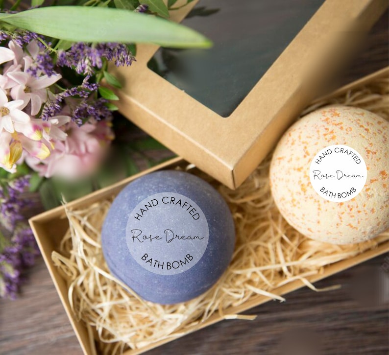 Personalised Bath Bomb Stickers, Custom Bath Bomb Label, Minimalist