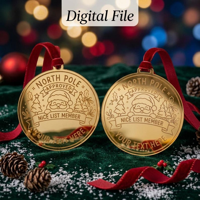 Santa Nice List Medal SVG, Personalized Christmas Laser Cut File - Etsy