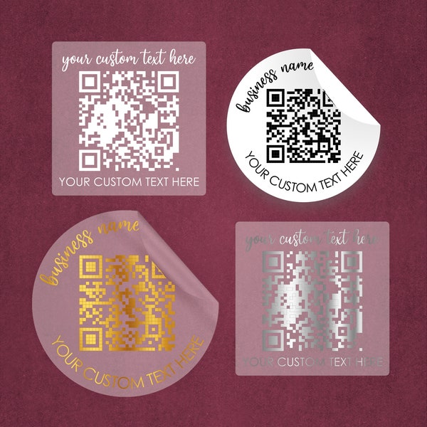 QR Code Stickers for small business, Custom QR code Labels, QR code social media, Custom qr code stickers, Clear Foil qr code Sticker