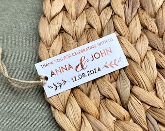 Personalized Wedding Thank You Tags: Foil Gift Tags