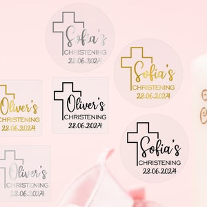 Personalized Christening Stickers: Gold Foil Party Favor Seals - Etsy