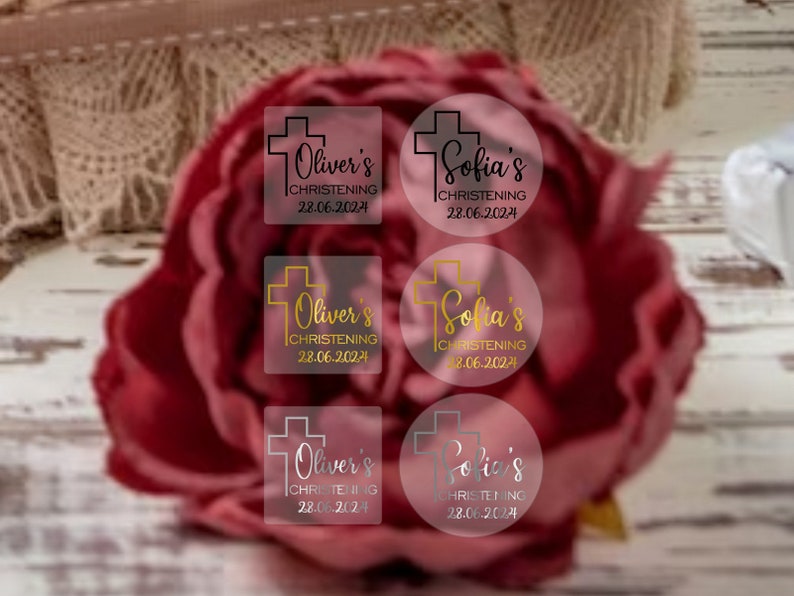 Personalized Christening Stickers: Gold Foil Party Favor Seals - Etsy