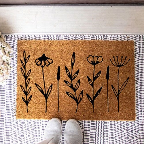 Wild Flower Door Mat Flower Doormat Wedding Gift Bridal Etsy