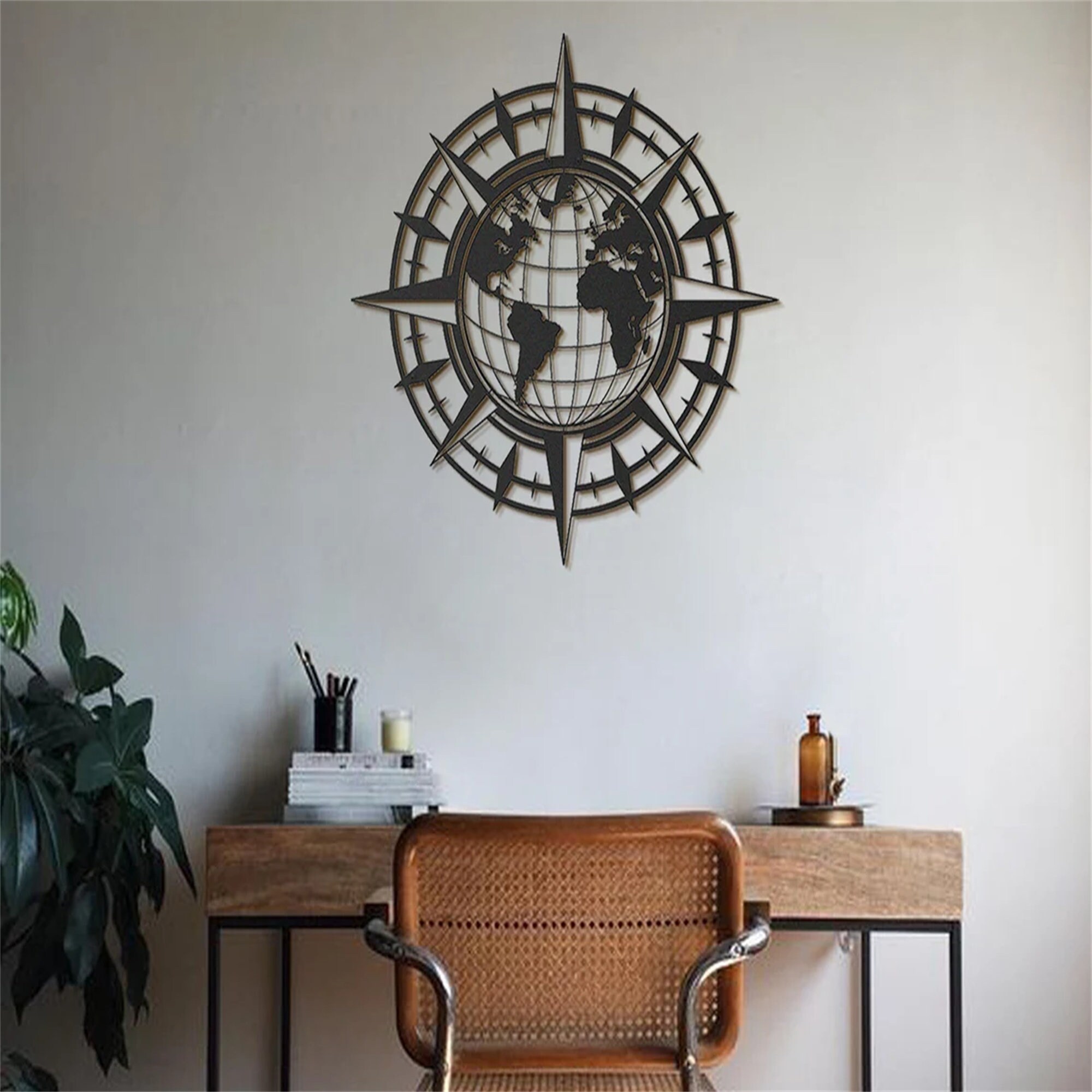 Compass World Map, Metal World Map Wall Art, Metal Map Wall Art, Metal Wall Decor, Metal Wall