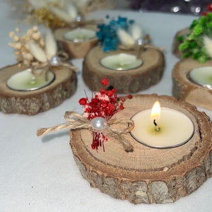 Bulk Wedding Favors for Guests | Rustic Bulk Candle Favors | Bridal Shower Tealight Holders | Thank You Favor | Floral Bulk Wedding Favor