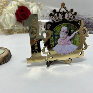 Rose Gold Birthday Photo Frame Magnet, 1st Birthday Favors Girl, First Birthday Party, Custom Baby Picture Frames, 1st Birthday Girl