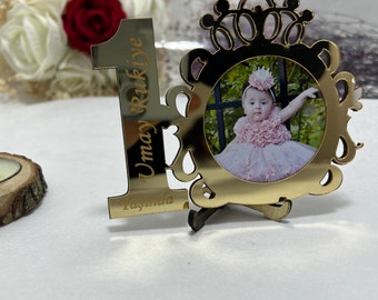 Rose Gold Birthday Photo Frame Magnet, 1st Birthday Favors Girl, First Birthday Party, Custom Baby Picture Frames, 1st Birthday Girl