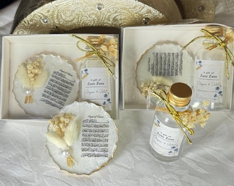 Ayatul Kursi Magnet, luxuriöse leere Kristallglas Köln Flasche, personalisierte rosa Babyparty Köln Flasche, Willkommen Baby Köln Flasche