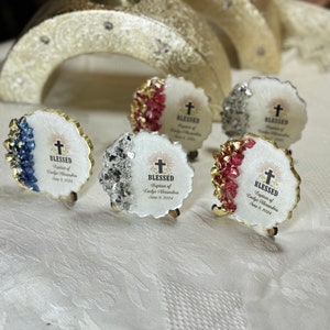 Custom Baptism Favors For Boy & Girl, Golden Baptism Epoxy Magnet Favor, Christening Favor, Mi Bautizo, Personalized Gift, Baby Shower Favor