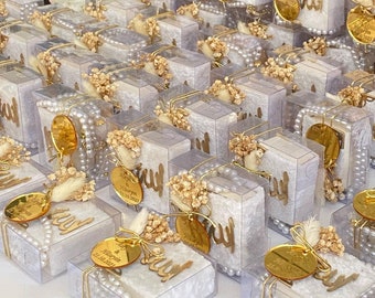 Velvet Mini Quran Pearl Tasbeeh Decorated Box Gift | Eid Favor | Wedding | Baby Shower | Graduation| Islamic Muslim