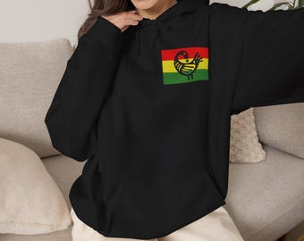 Sankofa Bird Rasta Stripes Hoodie | Reggae Flag Colors Pullover