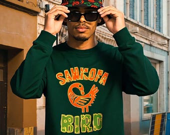 Sankofa Bird Pattern Bucket Hat | Red Green Ghanaian Symbol Print