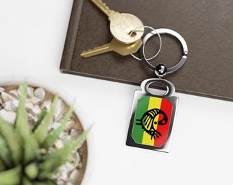 Sankofa Bird Rectangle Photo Keyring | Metal Photo Keychain