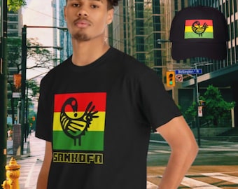 Unisex Sankofa Bird Heavy Cotton Tee/ Ghanaian Symbol Shirt