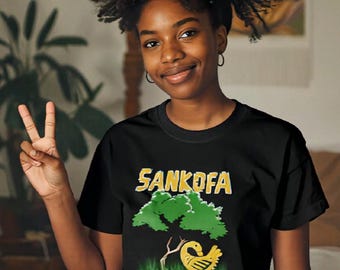 Sankofa Bird and Tree Tee. Adinkra Symbol T-Shirt | African Heritage Shirt