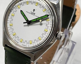 Vintage Tudor Oyster Prince Junior White Dial Mechanical Winding Leather Band Men&#39;s Wrist Watch