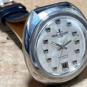 Vintage Jaeger-LeCoultre CLUB Automatic Date on Six 17 Jewels Men's Signed Crown Oval Case Shape Men's Wrist Watch