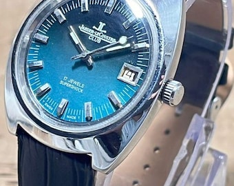 Vintage Jaeger-LeCoultre Club Dual Colour Dial Automatic Men&#39;s Swiss Made Signed Crwon Date Wrist Watch