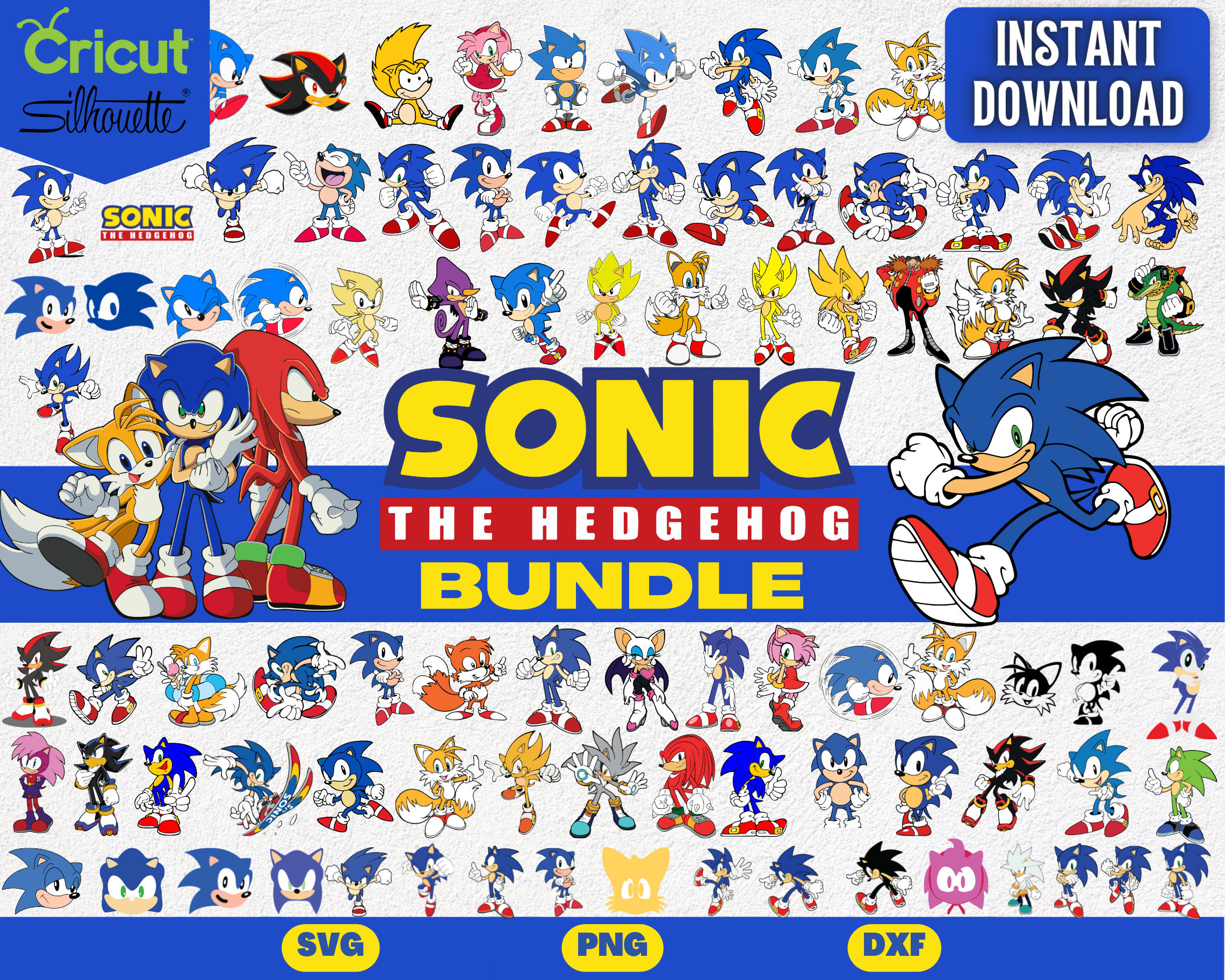 Sonic 120 cliparts bundle transparent png designs for 55 off