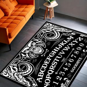 Ouija Board Area Rug – Gothic Spirit Board Carpet for Halloween & Occult Decor