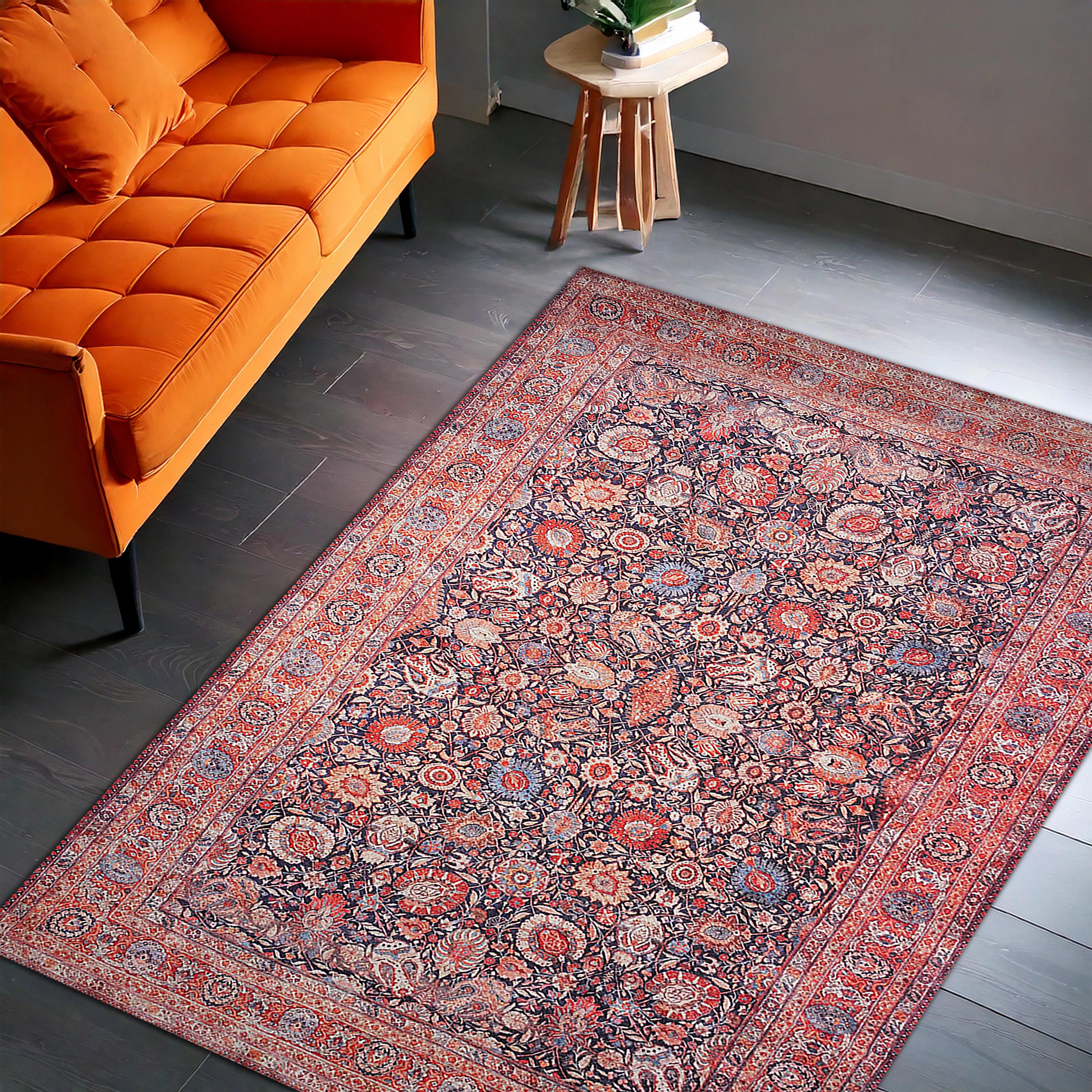 トルコ　ヴィンテージラグ　フローラル　赤　オリエンタル ヴィンテージトルコラグ、手作りのオリエンタルフローラル