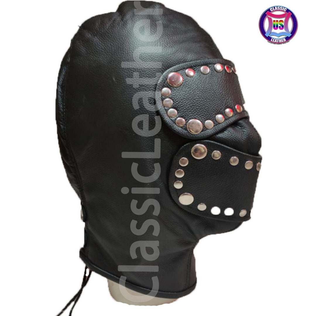 Genuine Leather Face Mask Hood Blindfold and Restraint GIMP Etsy