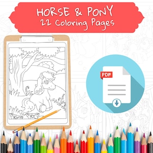 Horse & Pony Coloring Book Pdf- Printable Coloring Pages for Boys, Girls, and Adults