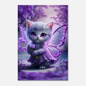 Adorable Fairy Kitten Wall Canvas - Whimsical Art Print for Cat Lovers