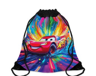 Trekkoordtas met Cars-thema | Cadeau geïnspireerd op bliksem voor kinderen en Disney-fans