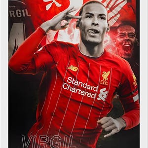 Virgil Van Dijk Framed Poster: Liverpool FC Fan Art, Sports Decor